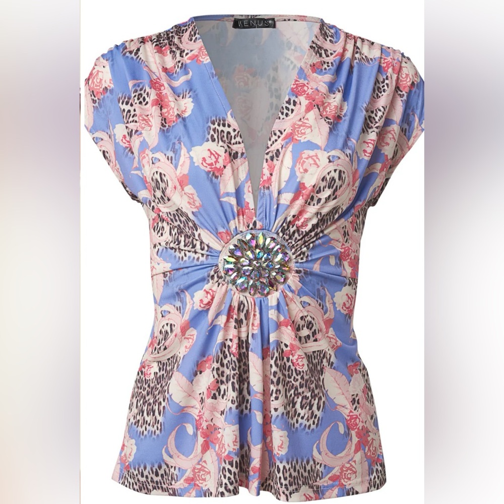Womens Venus Embellished Printed Top